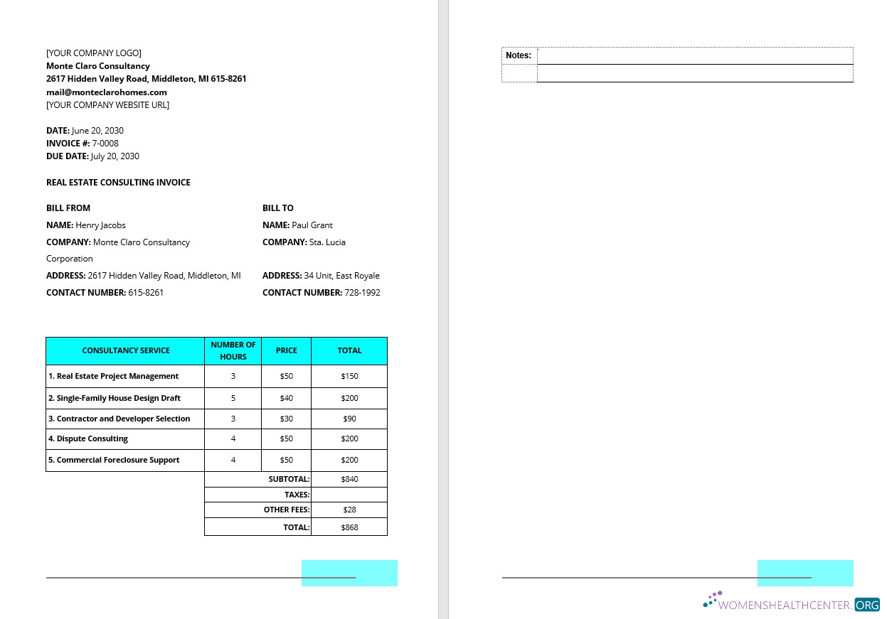 Download Real Estate Consulting Invoice Template Photoshop template